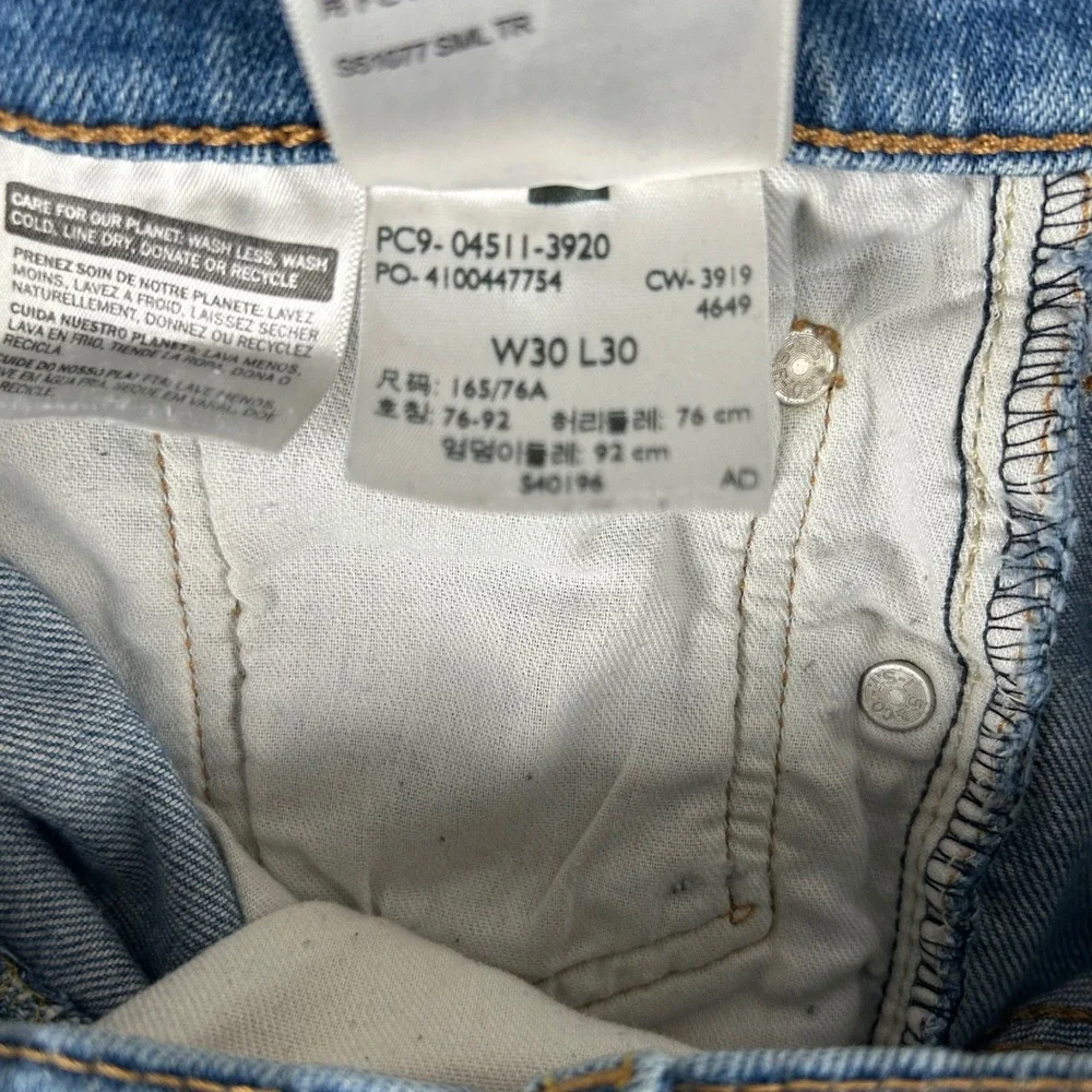 Levi's 511 Slim Fit Jeans Mens 30x30 Light Wash Blue Denim 04511-3920